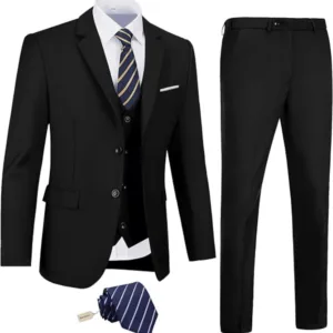 Conjunto Formal para Caballero - Traje, Chaleco, y Corbata Elegante
