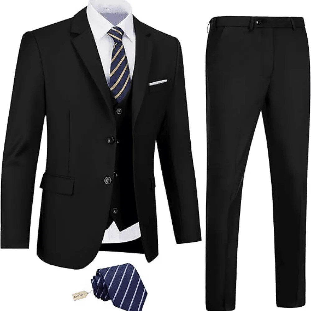 Conjunto Formal para Caballero - Traje, Chaleco, y Corbata Elegante